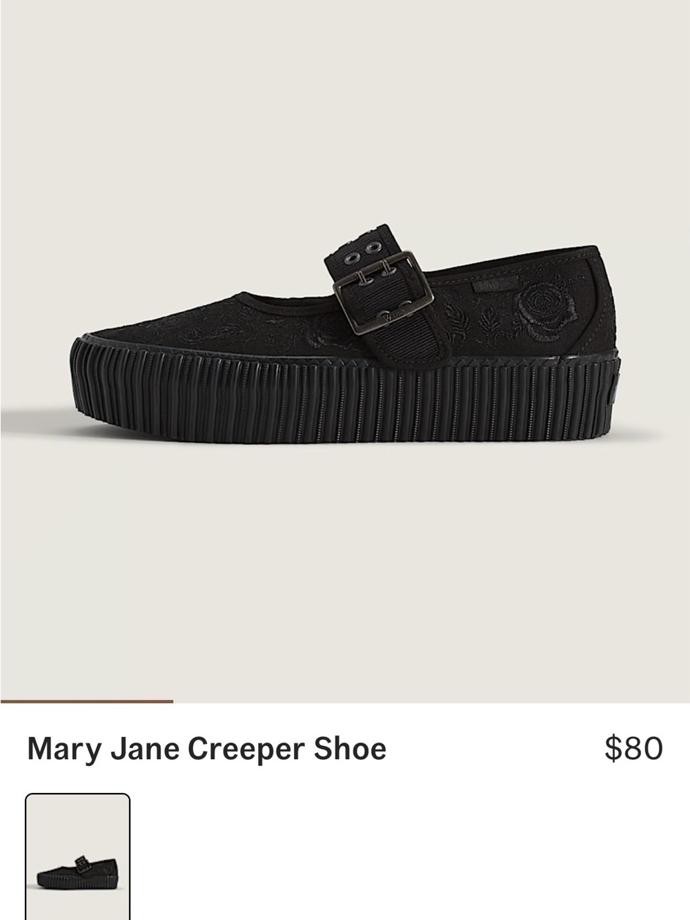 NIB Vans Black Mary Jane Creeper Shoe Women’s 10